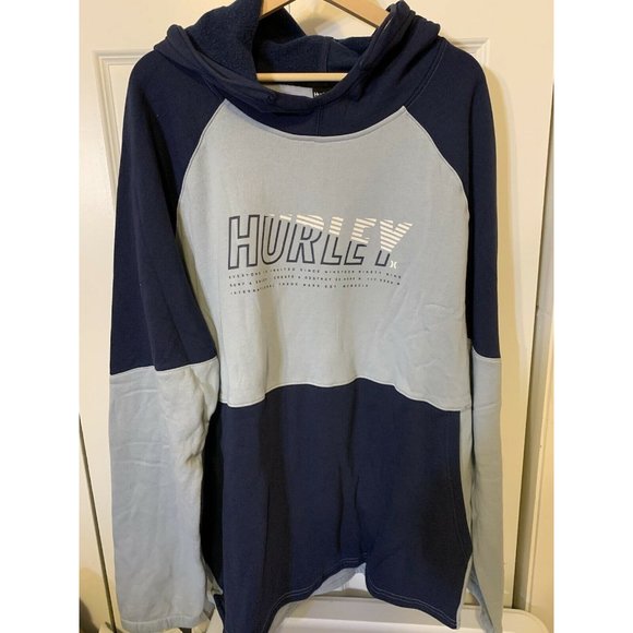 New Hurley Men's Sz XXL Blue Gray Color Block Pullover Hoodie NWT - Picture 5 of 8